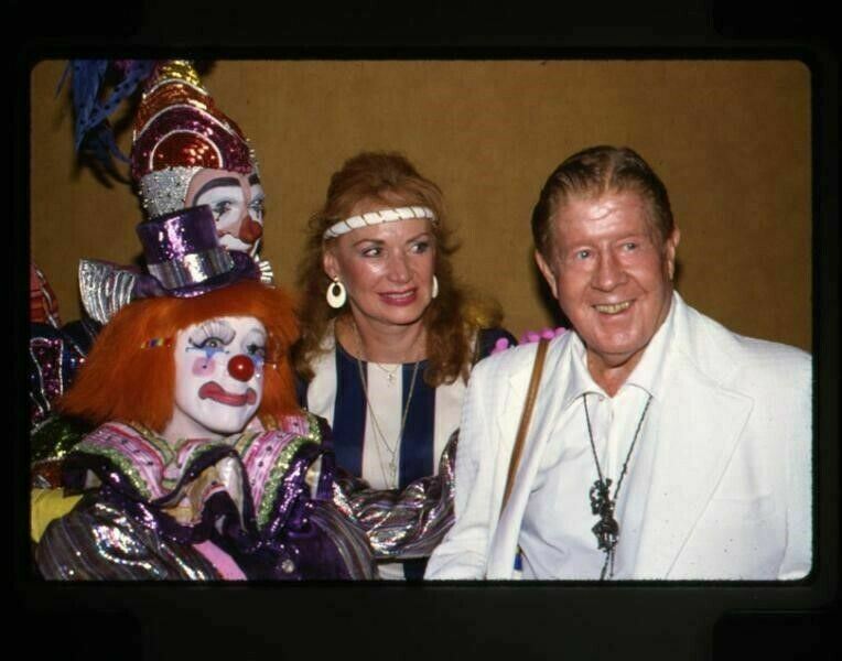 Rudy Vallee Candid 1970's With Circus Clowns Original 35mm Transparency