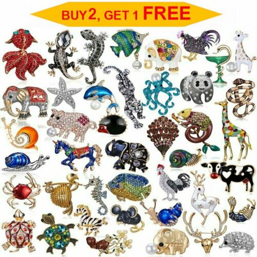 Rhinestone Crystal Animal Frog Turtle Elephant Cat Dog Brooch Pin Women Lot Gift