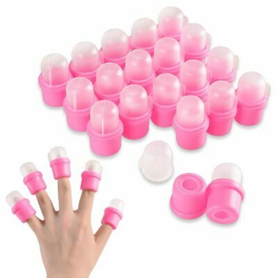 20pcs Wearable Nail Acrylic Soaker Kits Polish Remover Gel Removal Cap Tip Pink