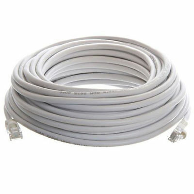 100 Ft Rj45 Cat5 Ethernet Lan Network White Cable For Pc Ps Xbox Internet Router