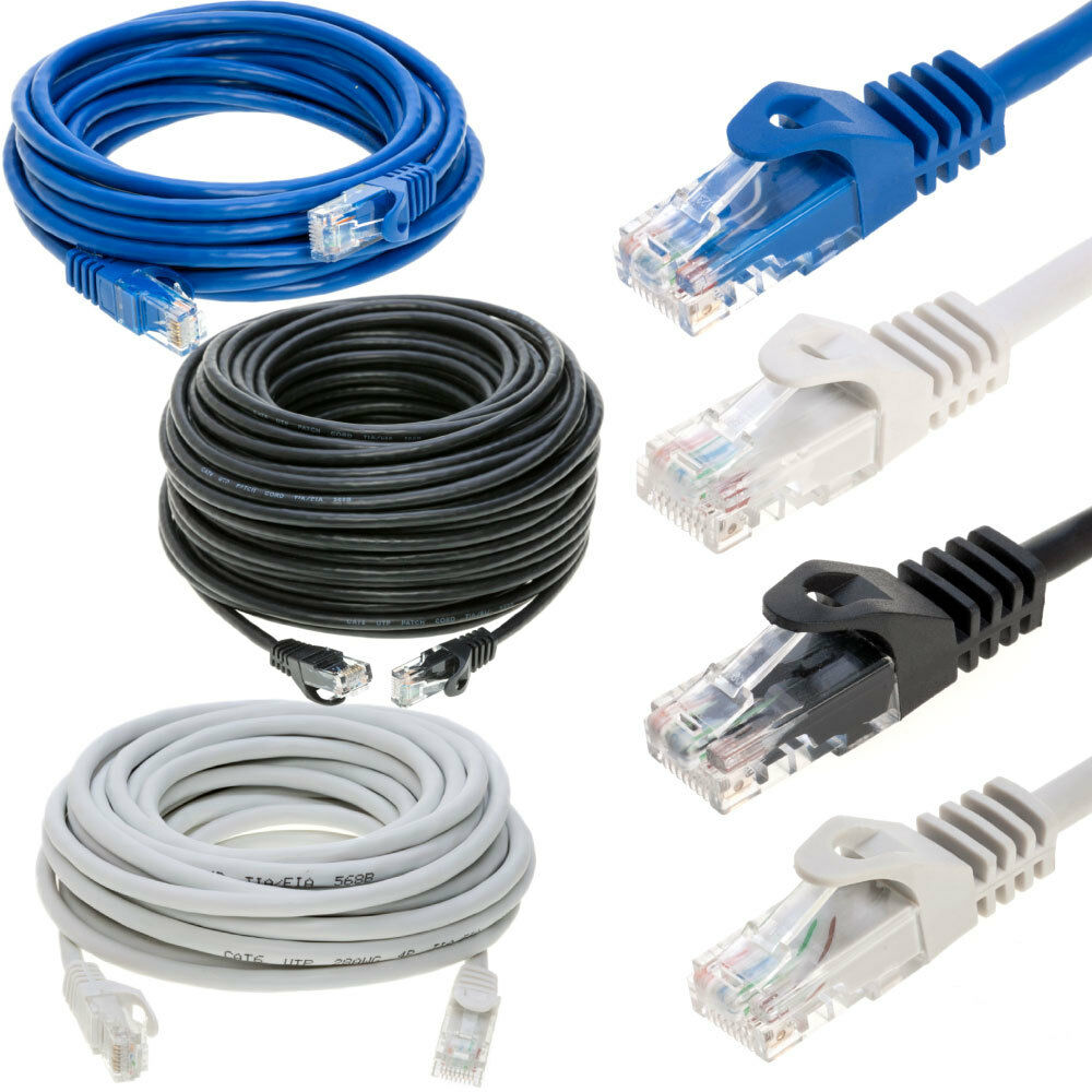 Cat5e Cat6 Ethernet Internet Lan Network Cable Modem Router Blue White Black Lot