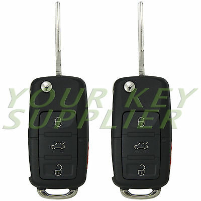 2 - New Remote Flip Key Fob Transmitter Remote Keyless 753t For Vw Volkswagen