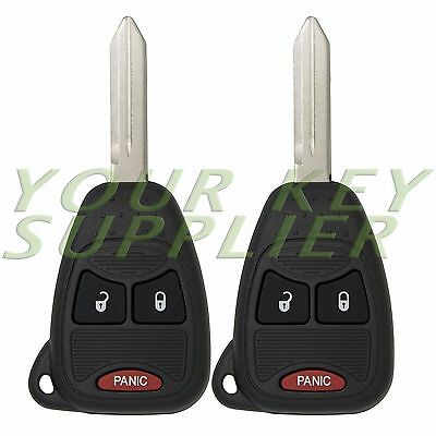 2 New Uncut Remote Head Key Fob Keyless Transmitter For Chrysler Dodge Jeep