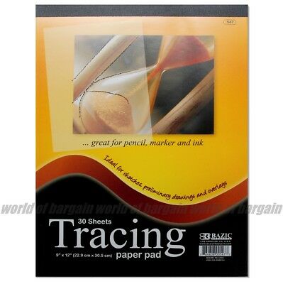 30 Sht Tracing Paper Pad 9x12 Quality Sketch Book Pencil Drawing Art Overlay C29