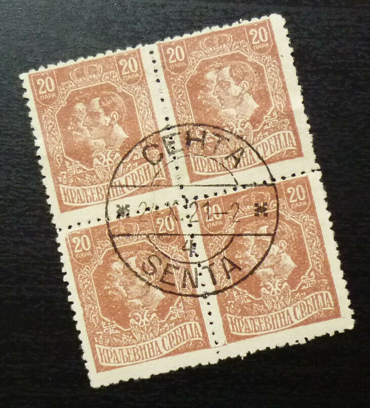 Serbia 1921 Block Of 4 - Cancel - Senta A4