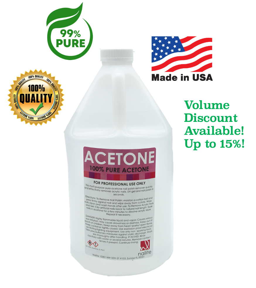 Acetone 100% Usa Pure Nail Polish Remover Profess & Industrial Strength 1 Gallon