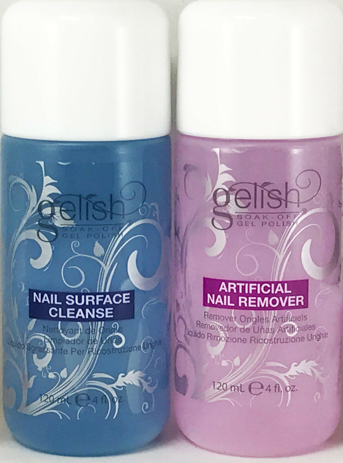 Authentic Gelish Soak Off Nail Gel Polish Remover 4 Oz +surface Cleanser 4 Oz