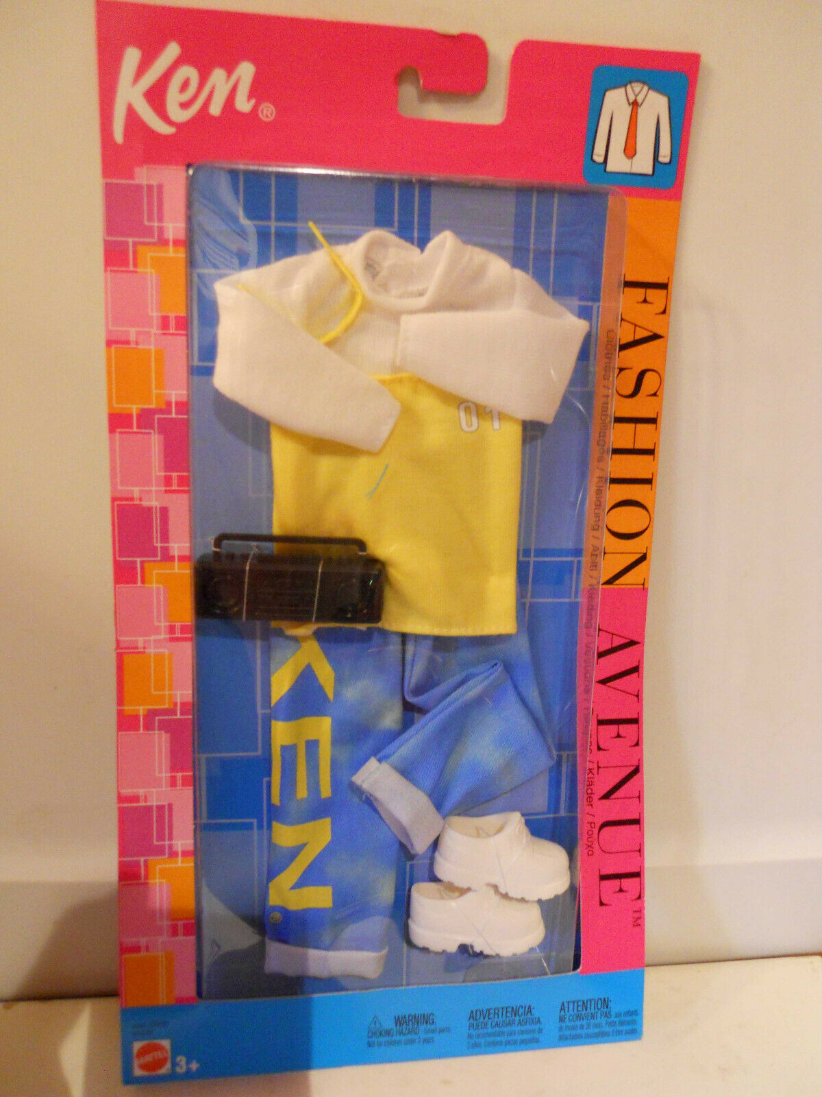 Barbie Fashion Avenue Ken Shirt Tie Icon 2002 25752 Yellow Shirt Jeans Boombox